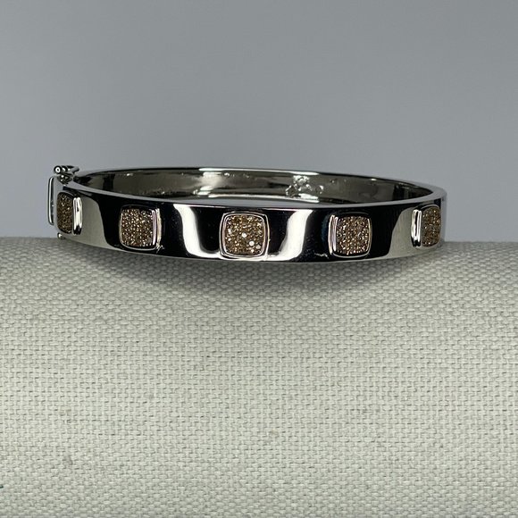 Colleen Lopez Square Motif Sterling Silver 0.60ctw Pavé Diamond Hinged Bangle - Picture 3 of 3